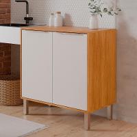 Balcão Divina 80 Cm Para Cozinha Com 2 Portas Cinamomo/branco - 1