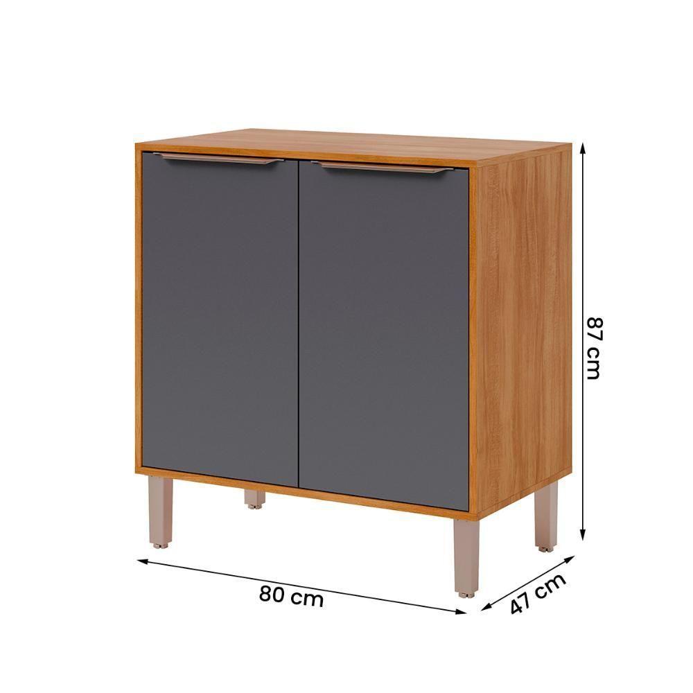 Balcão Divina 80 Cm Para Cozinha Com 2 Portas Cinamomo/titanium - 4