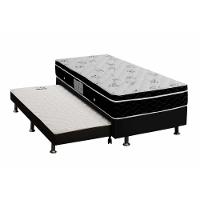 Cama Box c/Auxiliar Solteiro: Colchão Ortobom Nanolastic Physical + Base CRC Courano Black(88x188) - 1