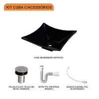 Kit Cuba L30 Com Válvula Click 1''b (2,6cm) + Sifão Pvc + Flexível Preto - 3