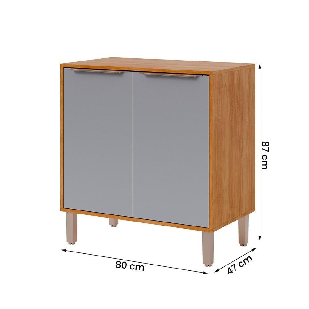 Balcão Divina 80 Cm Para Cozinha Com 2 Portas Cinamomo/platina - 4