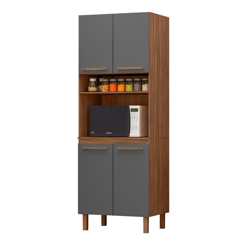 Paneleiro Pop Torre Quente 70cm Com 4 Portas E 1 Nicho Freijó/chumbo/freijó - 2