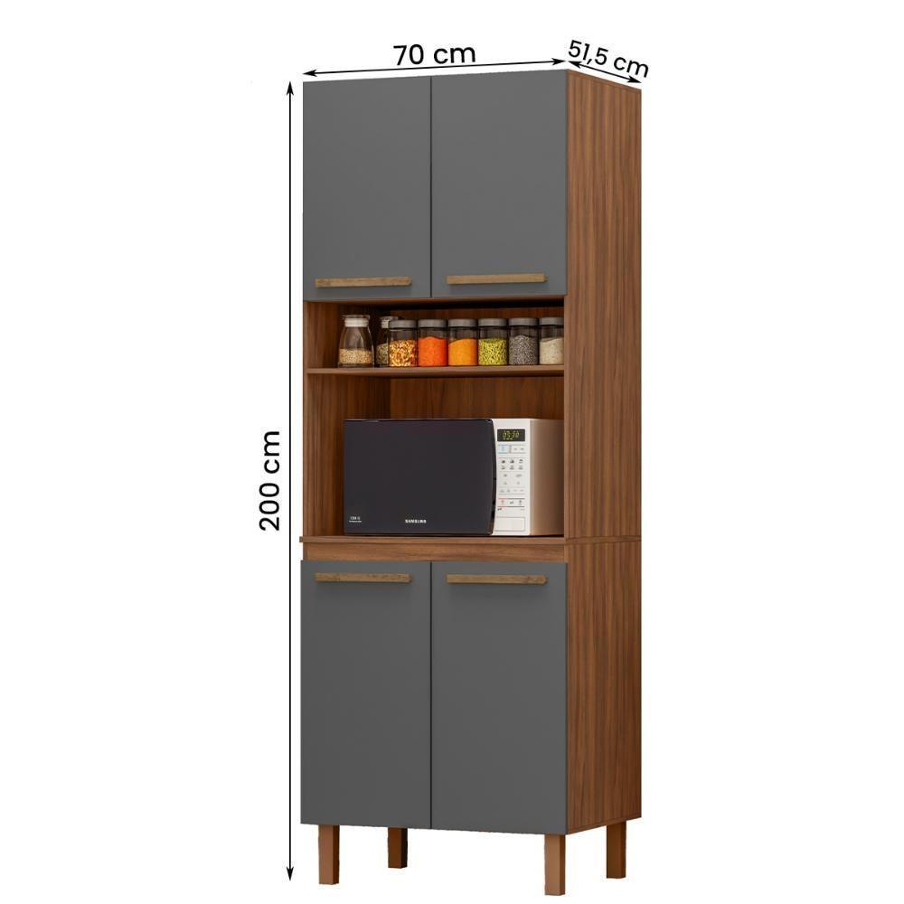 Paneleiro Pop Torre Quente 70cm Com 4 Portas E 1 Nicho Freijó/chumbo/freijó - 3