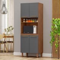 Paneleiro Pop Torre Quente 70cm Com 4 Portas E 1 Nicho Freijó/chumbo/freijó - 1