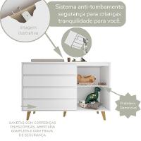 Quarto De Bebê Retrô Cômoda Infantil Gran Lorena Com Porta Guarda Roupa 3 Portas Branco Carolina Baby - 6