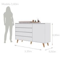 Quarto De Bebê Retrô Cômoda Infantil Gran Lorena Com Porta Guarda Roupa 3 Portas Branco Carolina Baby - 7