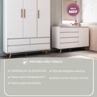 Quarto De Bebê Retrô Cômoda Infantil Gran Lorena Com Porta Guarda Roupa 3 Portas Branco Carolina Baby - 10