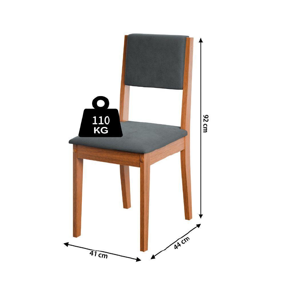 Conjunto Sala De Jantar Mesa Athenas Quadrada 0,90m 4 Cadeiras Trento Dobuê Madeirado Grafite - 4