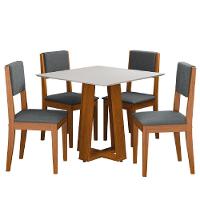 Conjunto Sala De Jantar Mesa Athenas Quadrada 0,90m 4 Cadeiras Trento Dobuê Madeirado Grafite - 1