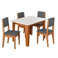 Conjunto Sala De Jantar Mesa Miami Quadrada 1,20m 4 Cadeiras Trento Dobuê Madeirado Grafite - 1