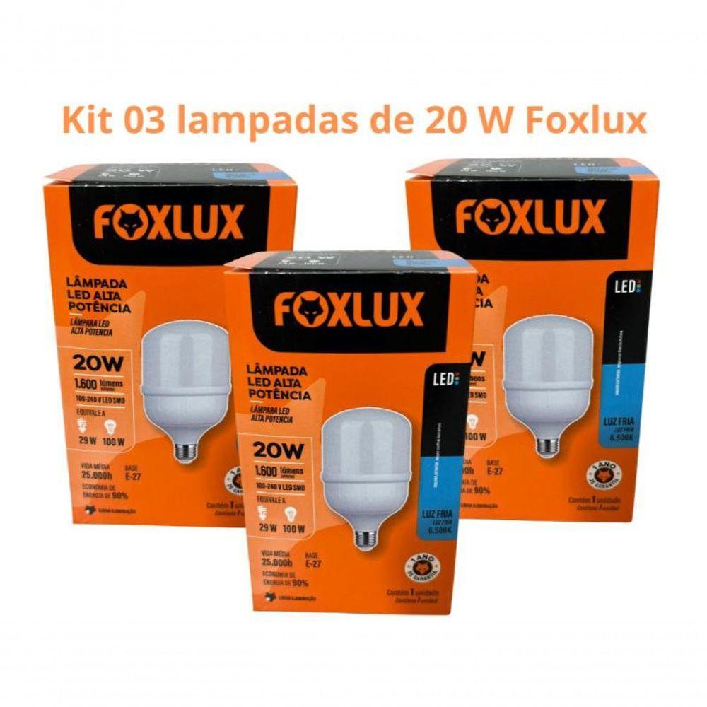 Lampada Led Bulbo 20w 6500 K Foxlux Bivolt Kit 03 Und - 2
