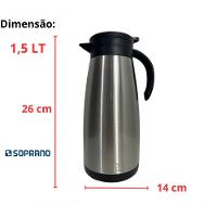 Bule Térmico Soprano 1,5 Lt Aço Inox Com Gatilho Prateado - 6