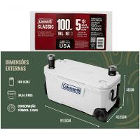 Caixa Cooler Termico Marine Branca 100qt 94l Com Rodas Coleman