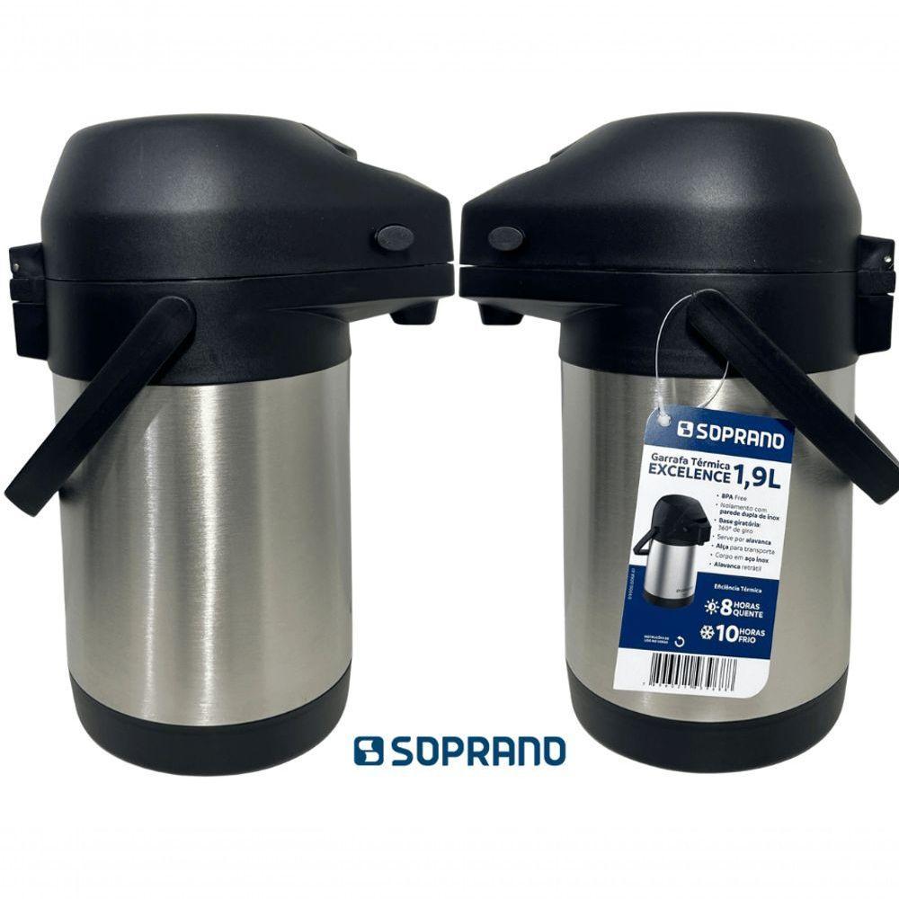Garrafa Termica Pressão Inox Soprano Excelence 1,9 Lt - 3