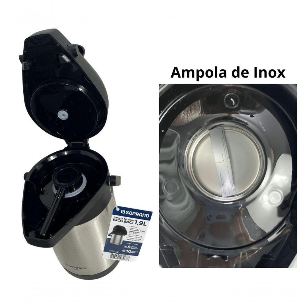 Garrafa Termica Pressão Inox Soprano Excelence 1,9 Lt - 7