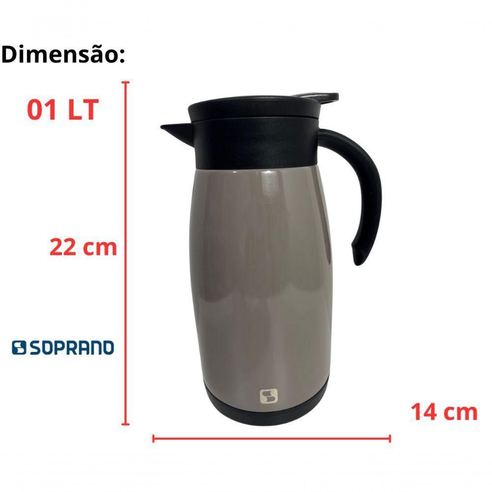 Bule Térmico Soprano 1 Litro Aço Inox Com Gatilho Fendi - 5