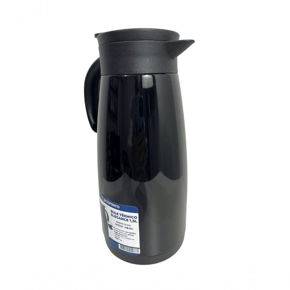 Bule Térmico Soprano 1,5 Lt Aço Inox Com Gatilho Preto - 2