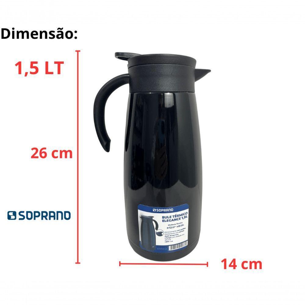 Bule Térmico Soprano 1,5 Lt Aço Inox Com Gatilho Preto - 5