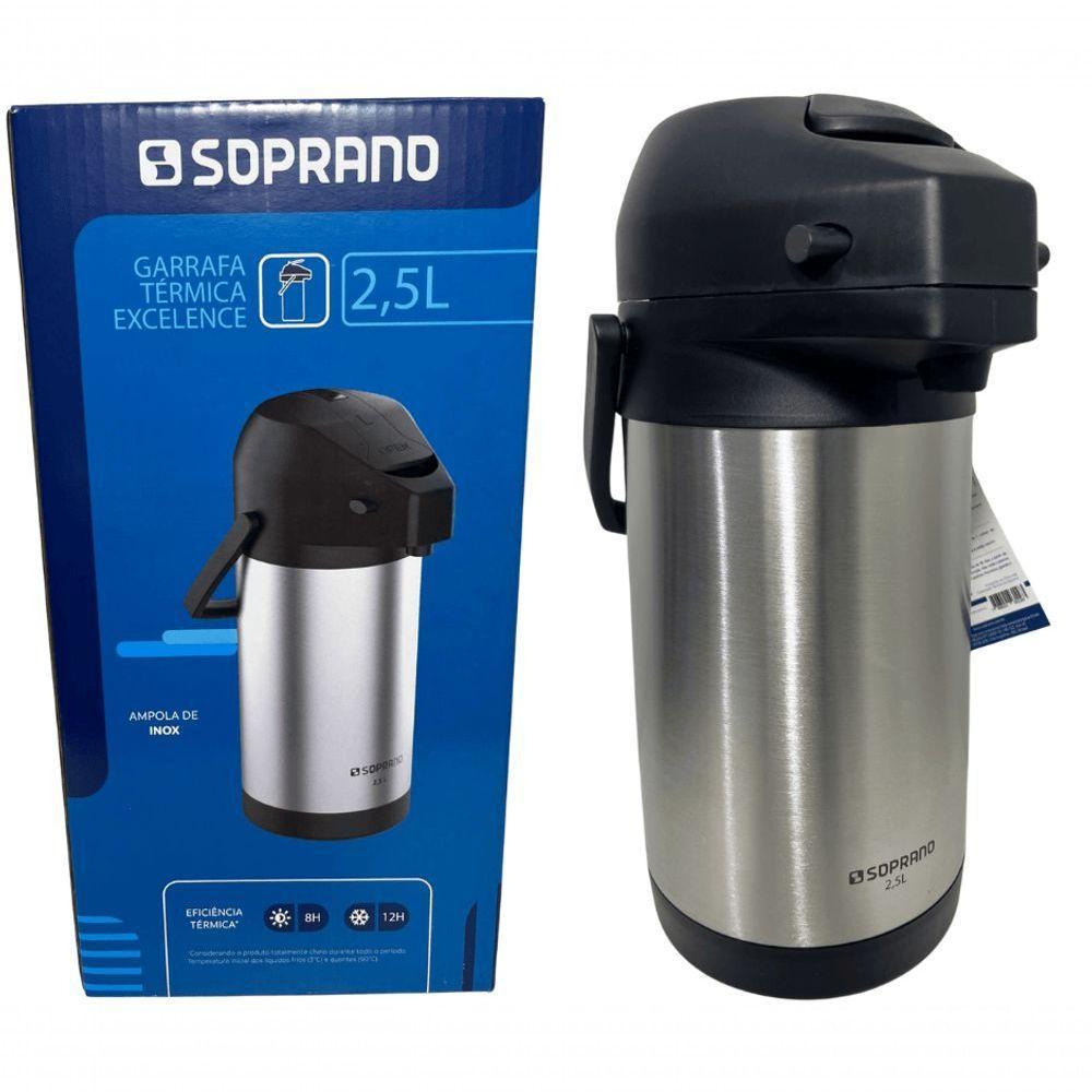 Garrafa Termica Pressão Inox Soprano Excelence 2,5 Lt - 4