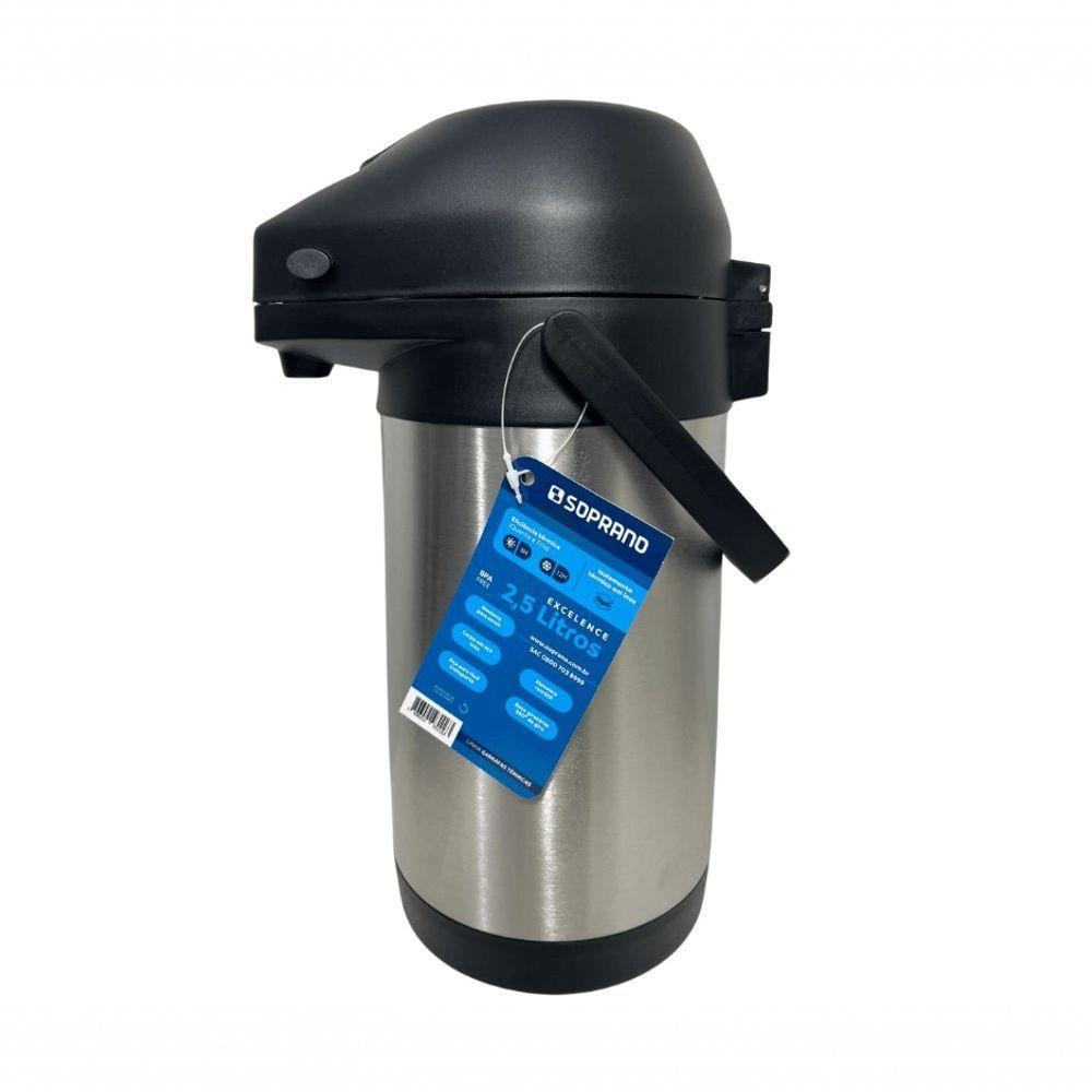 Garrafa Termica Pressão Inox Soprano Excelence 2,5 Lt - 5