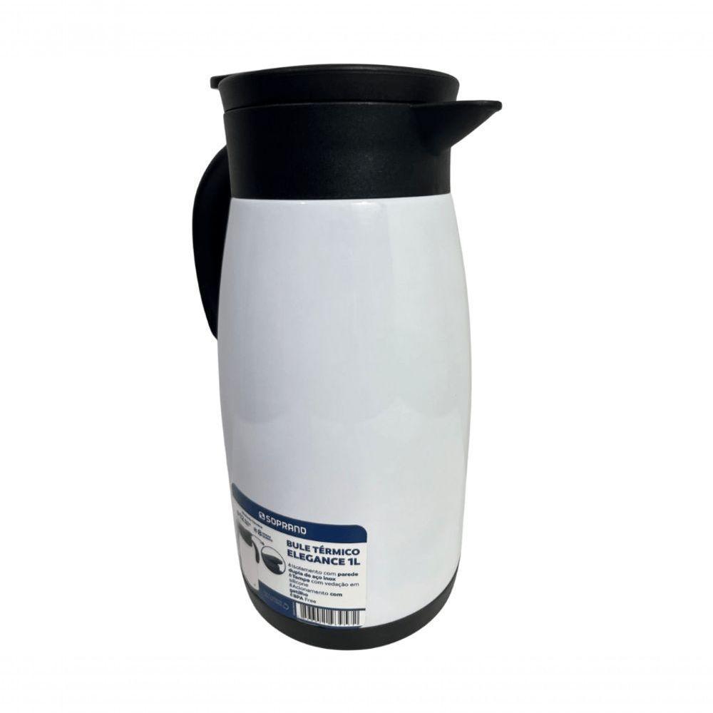 Bule Térmico Soprano 1 Litro Aço Inox Com Gatilho Branco - 2