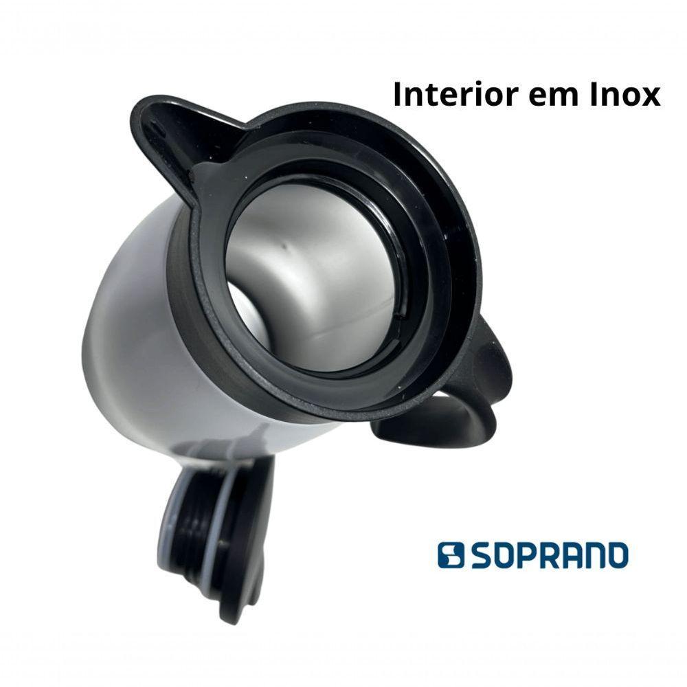 Bule Térmico Soprano 1 Litro Aço Inox Com Gatilho Branco - 5