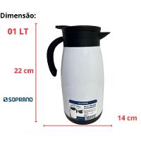 Bule Térmico Soprano 1 Litro Aço Inox Com Gatilho Branco - 6