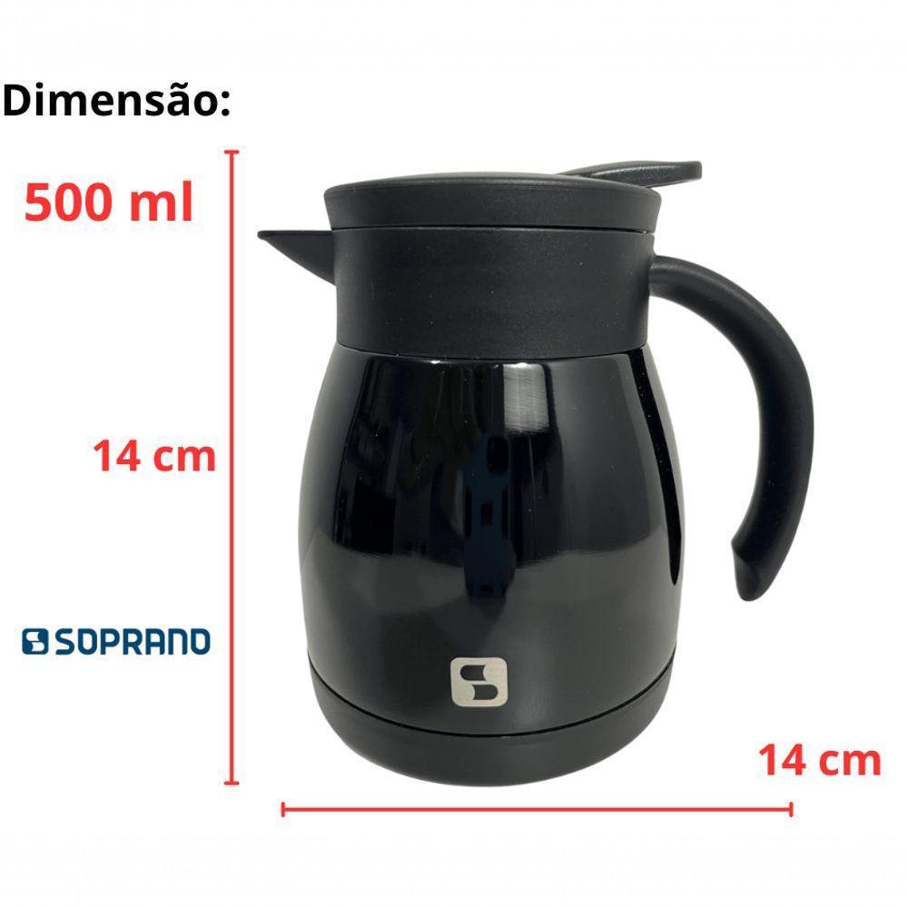 Bule Inox Elegance Garrafa Térmica Para Chá Café água 500ml Preto - 6