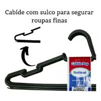 Kit 10 Cabides Adulto Plástico Preto Roupa Vestido Barato - 8