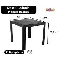 Mesa Quadrada Rattan Montavel Preta Plastico Plasnew