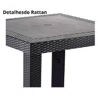 Mesa Quadrada Rattan Montavel Preta Plastico Plasnew - 6