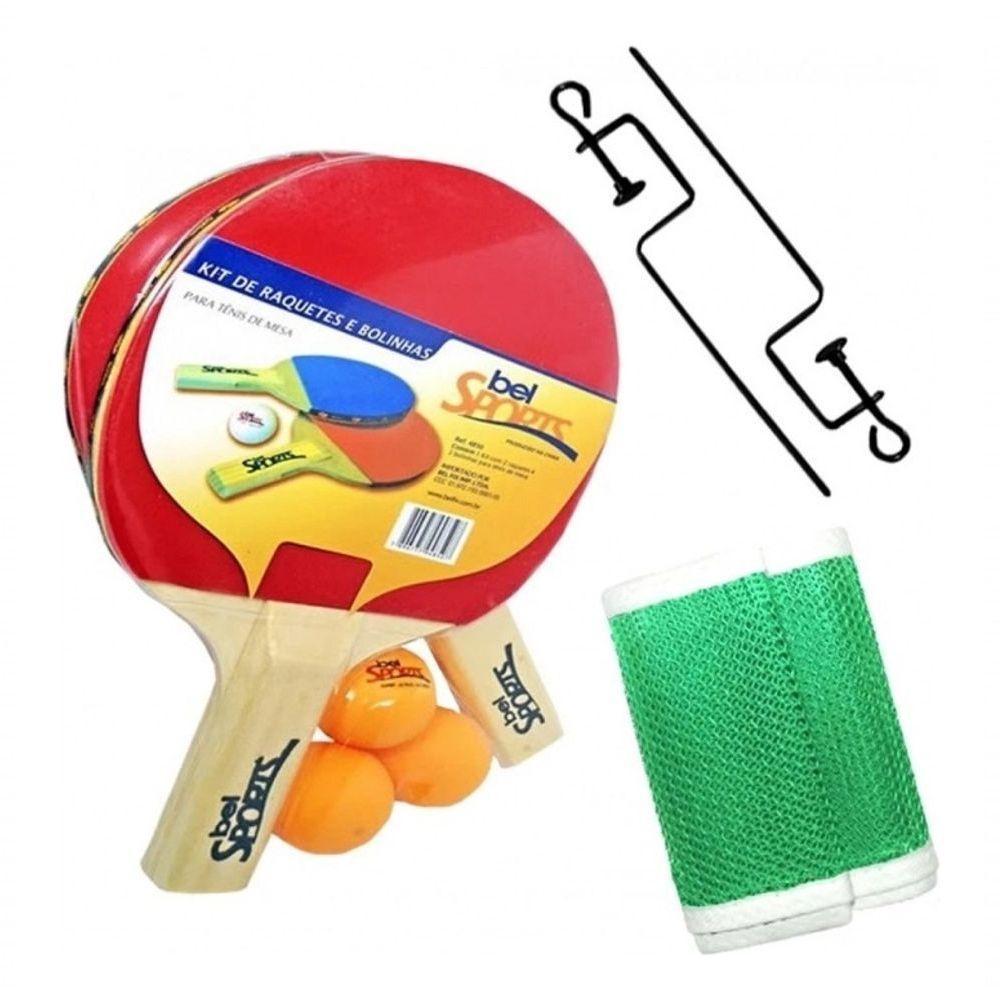 Kit De Tênis De Mesa Com Raquetes Rede Bolinhas Bel Sports - 4