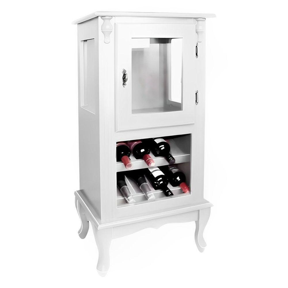 Adega Rústica 1 Porta Com Espaço Para Até 8 Garrafas Com Pés Luiz Xv - Branco Laca - 1