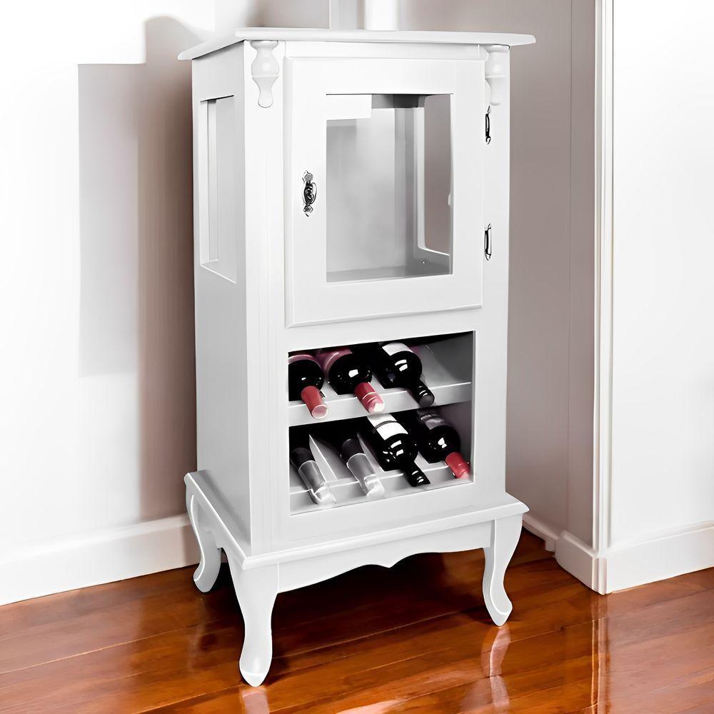 Adega Rústica 1 Porta Com Espaço Para Até 8 Garrafas Com Pés Luiz Xv - Branco Laca - 2