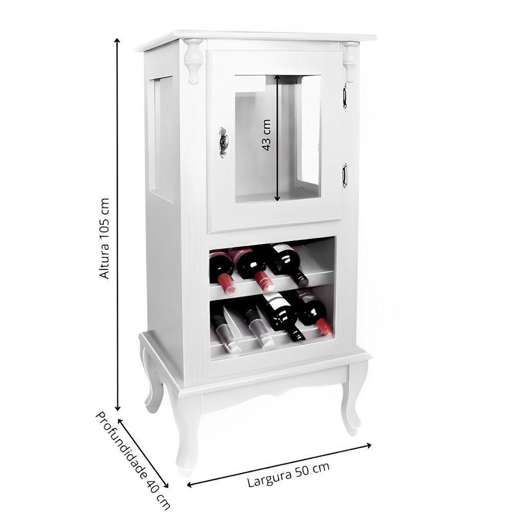 Adega Rústica 1 Porta Com Espaço Para Até 8 Garrafas Com Pés Luiz Xv - Branco Laca - 3