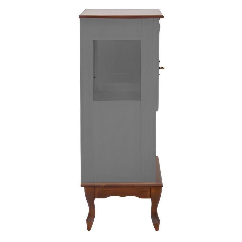 Adega Rústica 1 Porta Com Espaço Para Até 8 Garrafas Com Pés Luiz Xv - Cinza Laca Com Tampos E Base Imbuia Glazer - 3