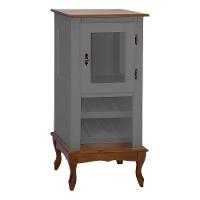 Adega Rústica 1 Porta Com Espaço Para Até 8 Garrafas Com Pés Luiz Xv - Cinza Laca Com Tampos E Base Imbuia Glazer - 2