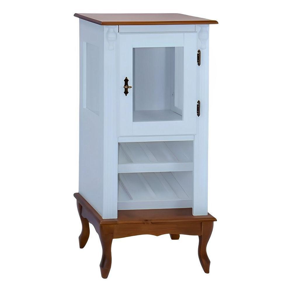 Adega Rústica 1 Porta Com Espaço Para Até 8 Garrafas Com Pés Luiz Xv - Azul Bebe Com Tampo E Base Imbuia Glazer - 2