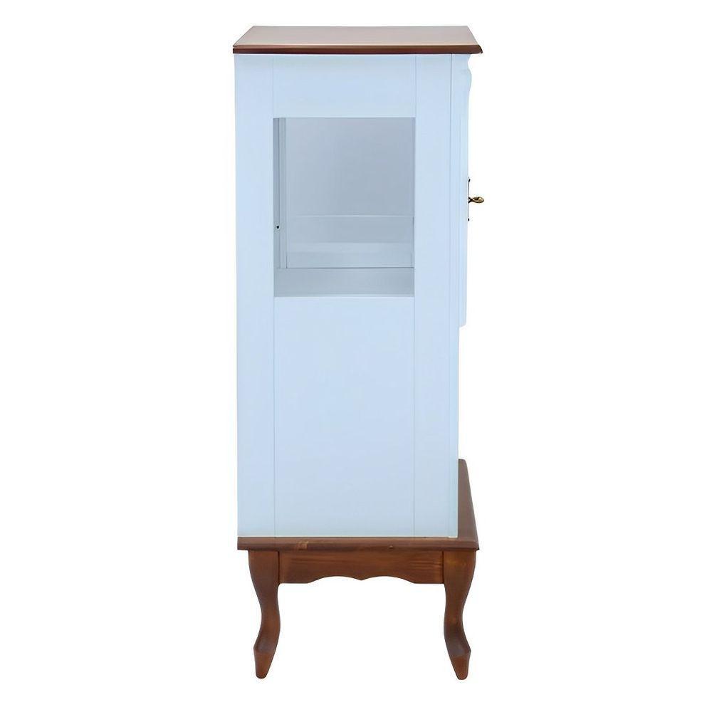 Adega Rústica 1 Porta Com Espaço Para Até 8 Garrafas Com Pés Luiz Xv - Azul Bebe Com Tampo E Base Imbuia Glazer - 3