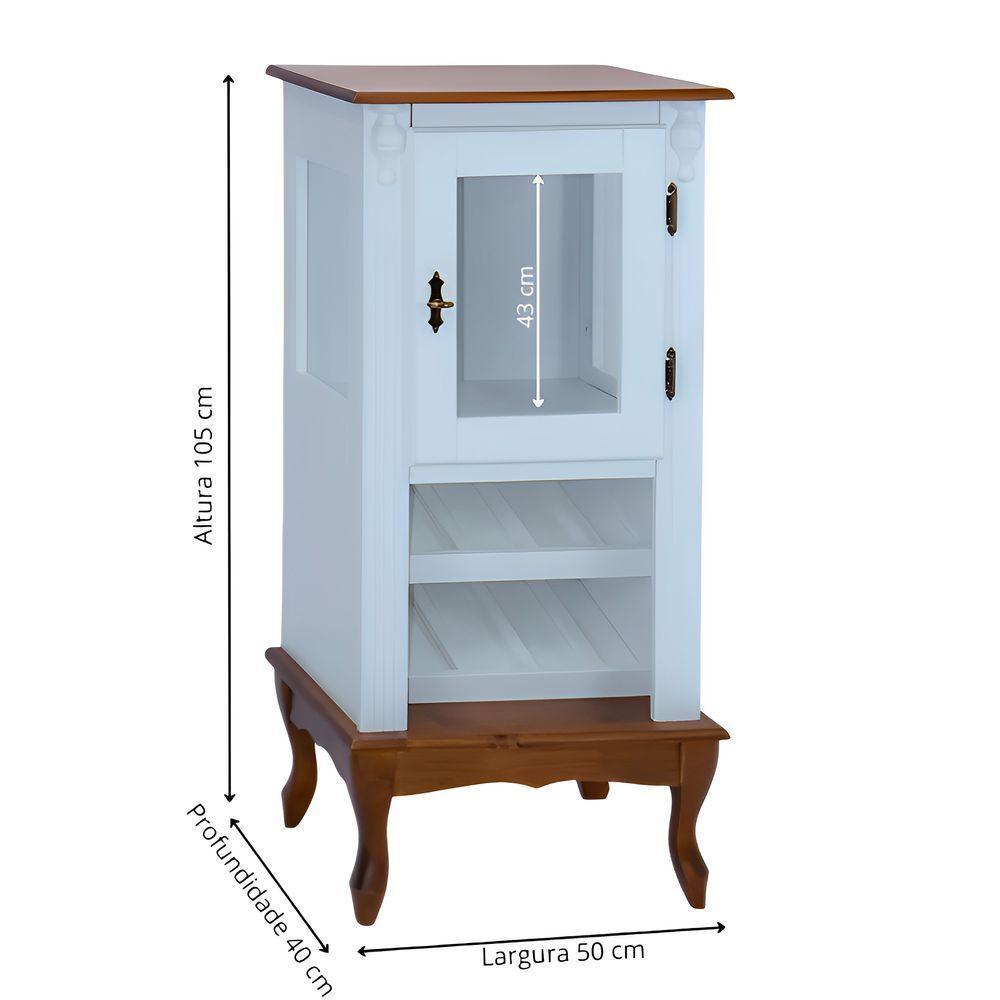 Adega Rústica 1 Porta Com Espaço Para Até 8 Garrafas Com Pés Luiz Xv - Azul Bebe Com Tampo E Base Imbuia Glazer - 4