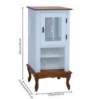 Adega Rústica 1 Porta Com Espaço Para Até 8 Garrafas Com Pés Luiz Xv - Azul Bebe Com Tampo E Base Imbuia Glazer - 4