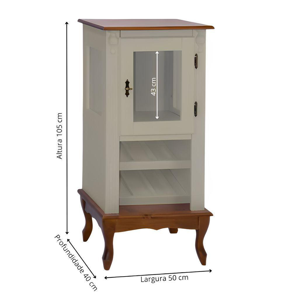 Adega Rústica 1 Porta Com Espaço Para Até 8 Garrafas Com Pés Luiz Xv - Verde Chá Com Tampo E Base Imbuia Glazer - 4