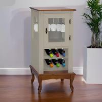 Adega Rústica 1 Porta Com Espaço Para Até 8 Garrafas Com Pés Luiz Xv - Verde Chá Com Tampo E Base Imbuia Glazer - 1