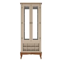 Adega E Cristaleira Colonial Com 2 Portas De Vidro E Pés Luiz Xv - Amêndoa Laca Com Tampo E Base Imbuia Glazer - 3