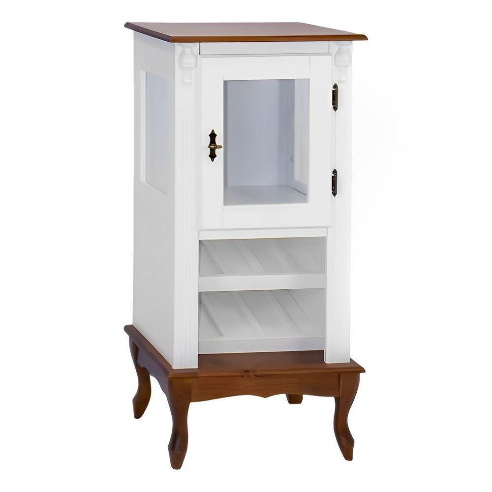 Adega Rústica 1 Porta Com Espaço Para Até 8 Garrafas Com Pés Luiz Xv - Branco Com Tampo E Base Imbuia Glazer - 2