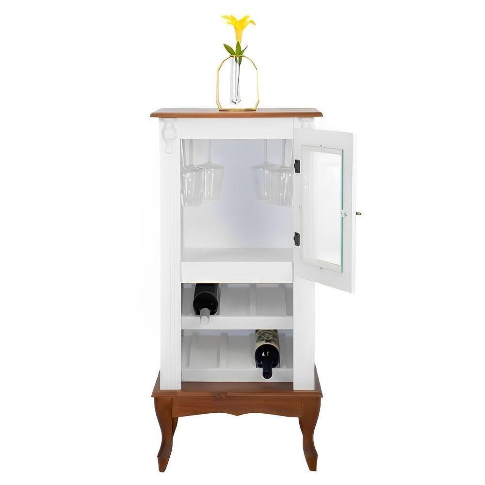 Adega Rústica 1 Porta Com Espaço Para Até 8 Garrafas Com Pés Luiz Xv - Branco Com Tampo E Base Imbuia Glazer - 3