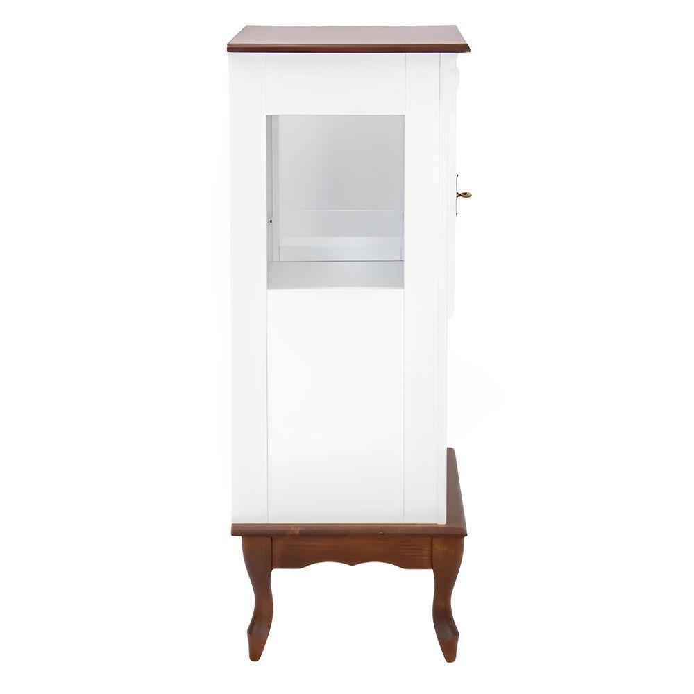 Adega Rústica 1 Porta Com Espaço Para Até 8 Garrafas Com Pés Luiz Xv - Branco Com Tampo E Base Imbuia Glazer - 4