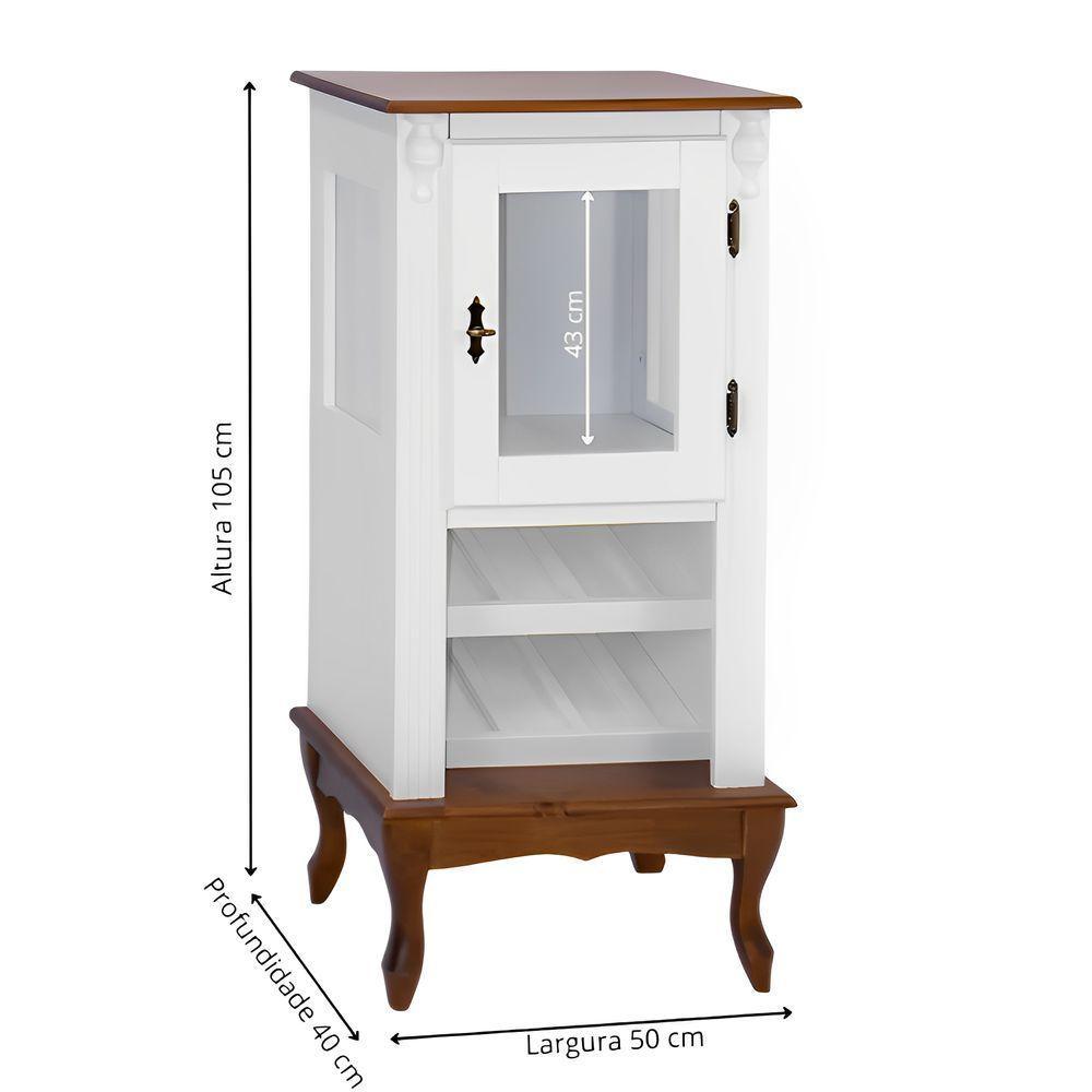 Adega Rústica 1 Porta Com Espaço Para Até 8 Garrafas Com Pés Luiz Xv - Branco Com Tampo E Base Imbuia Glazer - 5