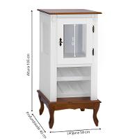 Adega Rústica 1 Porta Com Espaço Para Até 8 Garrafas Com Pés Luiz Xv - Branco Com Tampo E Base Imbuia Glazer - 5