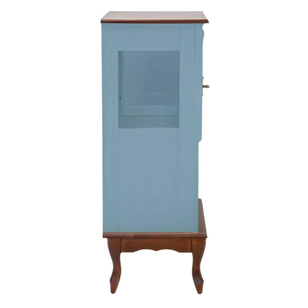 Adega Rústica 1 Porta Com Espaço Para Até 8 Garrafas Com Pés Luiz Xv - Azul Céu Com Tampo E Base Imbuia Glazer - 3
